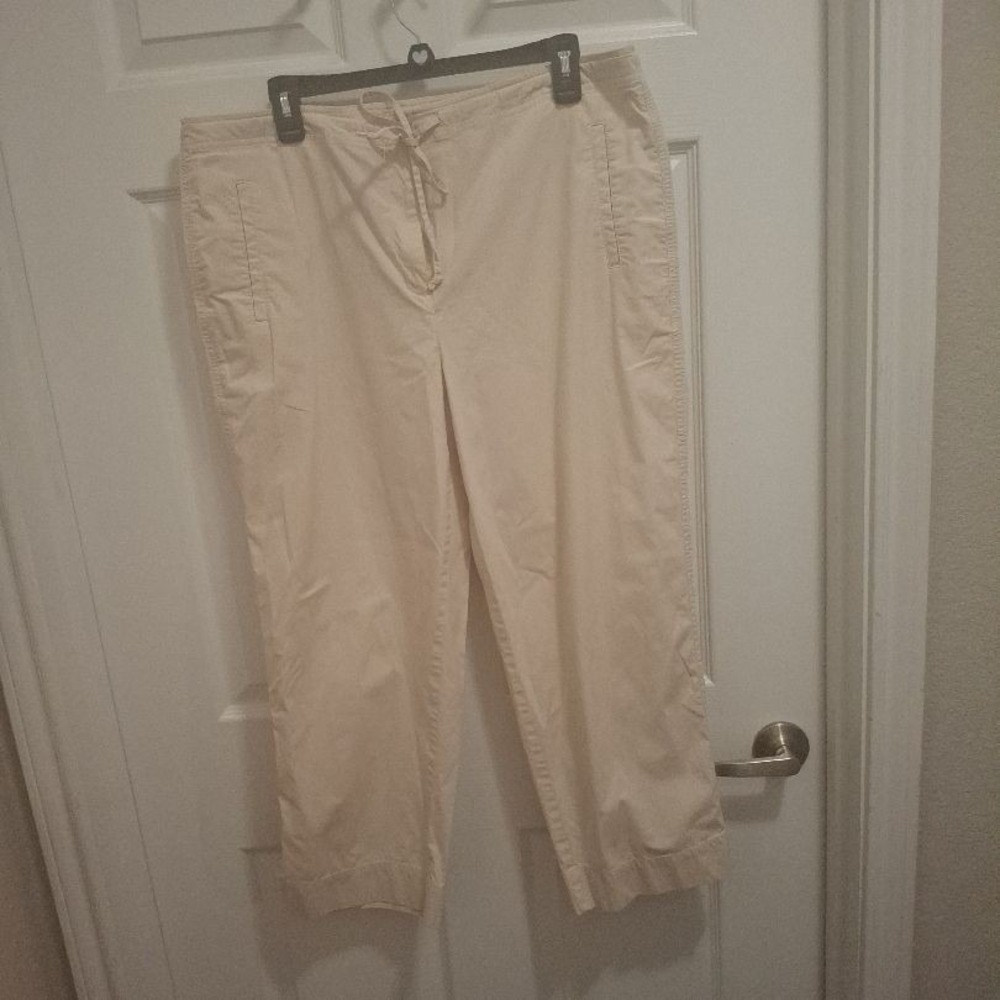 Talbots Size 16 Light Beige Cropped Back Pockets Casual Stretch Pants